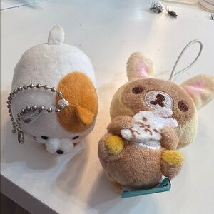 Cute Plush Keychain Set - Dog and Bunny